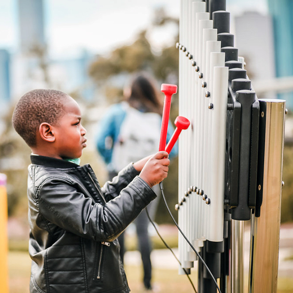 Landscape Architect Creates Community Musical Playground Houston Texas.